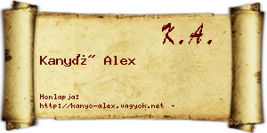 Kanyó Alex névjegykártya